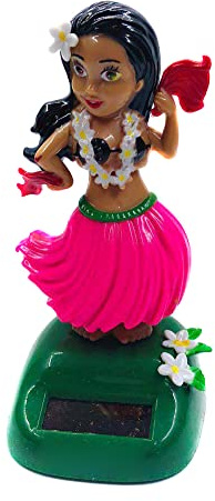 Solar Tanzendes Spielzeug,Asudaro Auto-Armaturenbrett Süßes Dekor Hula-Tänzerin Hawaiian Hula Shaking Head Tänzerin Figur Armaturenbrett Ornament Innenraum Hawaii Party Deko Kinderspielzeug,rosa