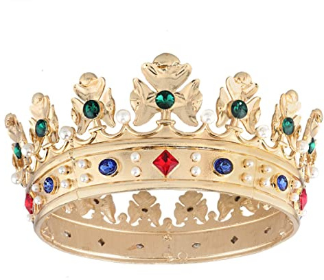 Barock Königskrone Herren Metall Prinz Haarkrone Vollkreis Geburtstag Party Haarschmuck für Cosplay Prom Quinceanera