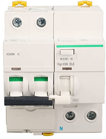 Buachois Fi Schutzschalter AC 400V 30mA 25A 2P+N Leitungsschutzschalter Typ A Auslaufschutz Überlastschutz Fehlerstromschutzschalter FI/LS Schalter Sicherungsautomat Miniaturschutzschalter für Wohn