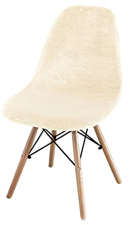 FANSU Luxus Samt Schalenstuhl Bezug Stuhlhussen 1/2/4/6er Set Strech Stuhlbezug Esszimmerstühle Bezug Abnehmbar Waschbar Stuhlbezüge Küchenstühle Husse für Wohnzimmer Büro (Beige,6 Stück)