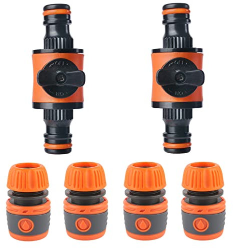 Hzyclzh Wasserschlauch Verbinder, 2 Stück Regulierventil Premium, Gartenschlauch Anschluss Set, Schlauchkupplung, Wasser Schlauchverbinder, Gartenschlauch Absperrhahn für 1/2 Zoll Schlauch