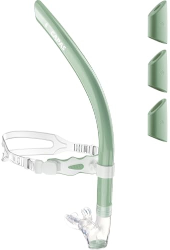 CAPAS Training Swim Snorkel for Lap Swimming, Swivel Headband Ultimate Fit Center-Mount Swimmers Snorkel with Liquid Silicone Mouthpiece Adjustable Strap, Designed for Adult Men Women