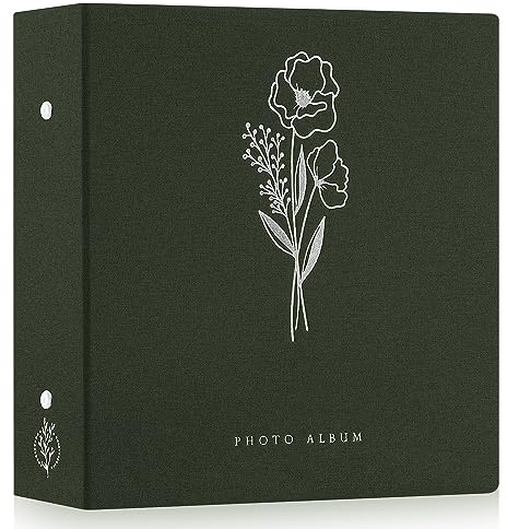Lanpn Album Photo 11x15 11,5x15 600 Pochette, Grand Format Lin Tissu Album pour Horizontal Vertical Photos Vert