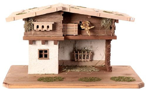 Holyart etable crèche 30x55x30 cm Bois Style Nordique Deux étages crèche 10-12 cm