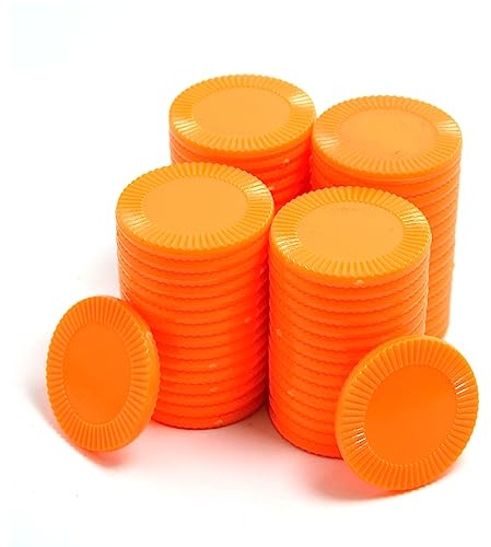 Smartdealspro Lot de 64 mini jetons de poker en plastique opaque avec boîte de rangement - 32 mm (tournesol, orange)