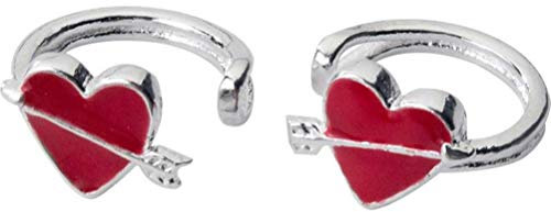 RWRAPS Ohrringe für Damen, S925-Silberohrringe, weiblich, rote Liebe, Ohrclip, EIN Pfeil, durchbohrt, Keine durchbohrten Ohrringe, Temperament, herzförmiger Schmuck, EIN Paar