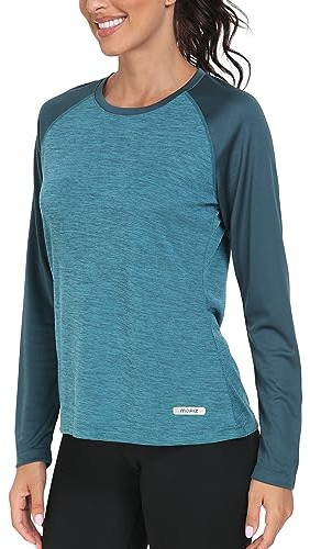 AjezMax Wandershirt Damen UV Shirt Langarm Laufshirt UPF 50+ Funktionsshirt Schnelltrocknend Outdoor Langarmshirt Leicht Sommer T-Shirt
