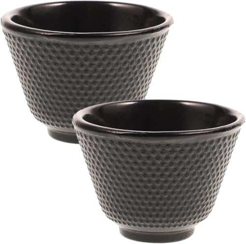Luxshiny Cast Iron Tea Cup Set of 2 Retro Style Tea Drinking Cups Heat Resistant Kung Fu Teaware Reusable Chinese Cups for Home Service 2.36 X 2.36 X 1.89 in