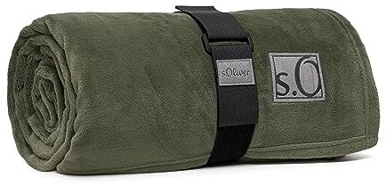 s.Oliver Kuschelsoft Decke 150x200 cm - flauschig, warm & waschbar, Kuscheldecke grün Uni