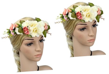Beavorty 2stücke Blumenkranz Für Damen Verstellbar Boho Haarschmuck Für Hochzeiten Festivals Und Partys Mit Passendem Handgelenkband Kunstvolle Blütenkrone Für Braut Und Blumenmädchen