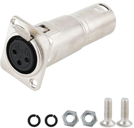 NQEUEPN Female to Male Panel Mount, Microphone Connector 3 Pin XLR Jack to Plug Mounting Adapter Coupler XLR Pass Through Connector for Microphone Sound Mixer Audio Device (XLR Female to XLR Male)
