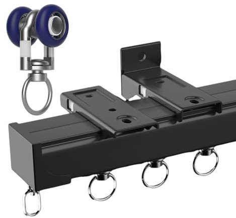 Vorhangschiene Aluminium Weiß/Schwarz Gardinenschiene, Vorhangschiene Deckenhalterung, Raumteiler Gardinenstange Oder Wand, Decken-Duschvorhangschienen für Privatsphäre (6m), 1-läufige Vorhangschiene