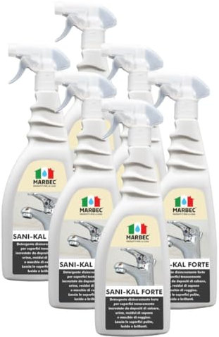 MARBEC SANI-KAL FORTE 750MLX6PCS Détergent détartrant pour céramiques, sanitaires, robinetteries et vitres de la cabine de douche.