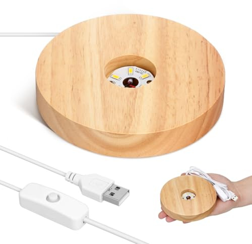 Zerodeko Led Holzsockel Für Kristallkugeln Usb Ladelicht Basis Mit Farbwechsel Warmem Licht Stabiler Rundständer Für Glasobjekte Und Schmuck Präsentation