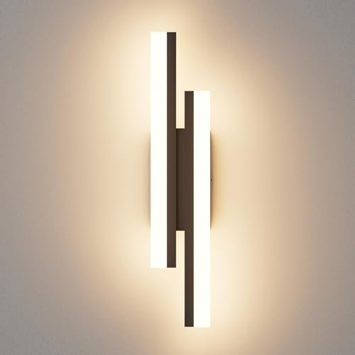 Klighten Applique da Parete LED Interno 40cm, 12W 850LM Lampada da Parete Decorative Mordern, Luci da Parete per Camera da Letto, Soggiorno, Corridoio, 110-240V, Bianco Caldo 3000K, Nero