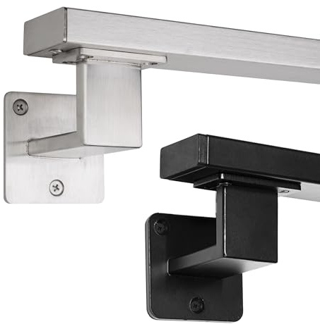 Natural Goods Berlin Handlauf Set OBLONG Metall schwarz / 2x Stück Handlaufhalter WIDE & 150cm Treppengeländer/rostfreier, pulverbeschichteter Treppenhandlauf/Handlauf Treppe Innen & Außen