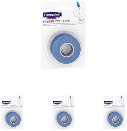 Hansaplast Selbsthaftender Fingerverband (5 m x 2,5 cm), Verbandsmaterial zur Fixierung von Wundauflagen an den Fingern, hautfreundlicher Verband einfach per Hand reißbar (Packung mit 4)