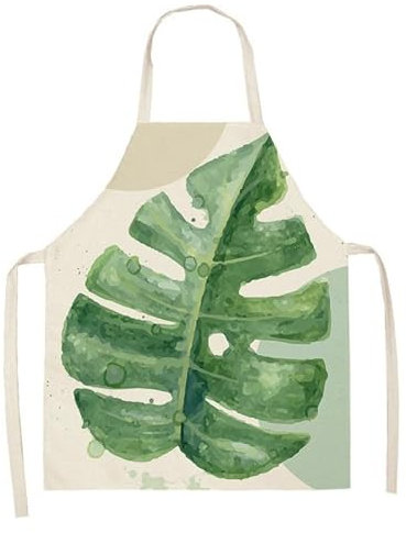 HJOSWVNS Delantal Cocina Hombre Hojas Abstractas De Palma Delantal Cocina Mujer Algodón Cáñamo Delantales de Cocina Antimanchas Delantal Hombre Ajustable Delantal Cocina Resistente Desgaste 55x68cm