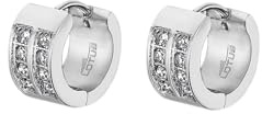 LOTUS STYLE Pendientes Aro Hombre - Aros Acero Inoxidable 316L - Cierre Seguro - Ligeros, Cómodos y Resistentes - Aros Hombre Blancos 12.00 mm LS2393-4/1