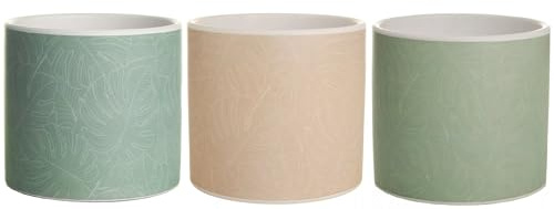 Muddy Hands Set of 3 Leaf Print Ceramic Planters Indoor Home Decorative House Plant Pot Cover Holder