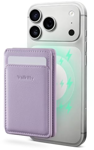 Vulkitty Magnetic Wallet RFID Blocking Leather 3-Card Holder with Visible ID Window for iPhone 17/16/15/14/13/12 Series