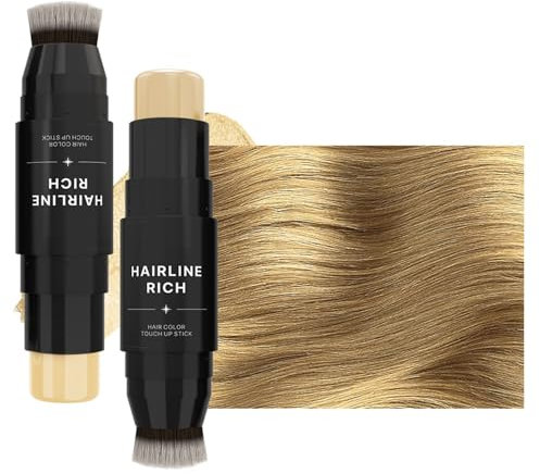 Barre de retouche de racine à double tête, barre de poudre de ligne de cheveux avec tête de brosse, barre de retouche de ligne de cheveux pour cheveux fins,05# Doré