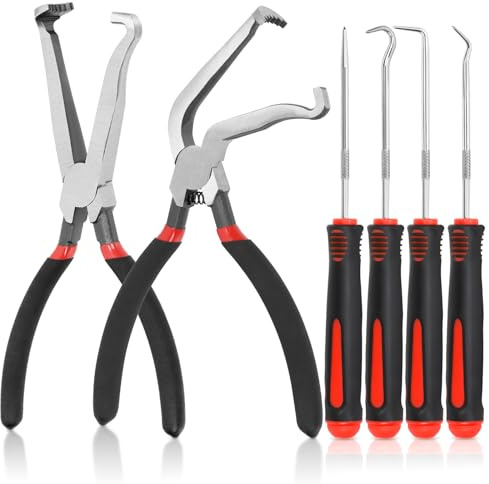 Keadic 6Pcs Electrical Disconnect Pliers 37960,37980 Electrical Connector Disconnect Pliers(60 Degree),Hose Removal Hook Set,Connector Removal Tool Set, Automotive Tools