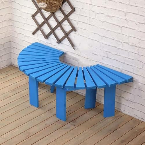 Banco de jardín curvo, asiento semicircular de madera, muebles de exterior anticorrosión para terrazas y balcones, diseño en forma de abanico de madera maciza, ideal para exhibiciones de flores