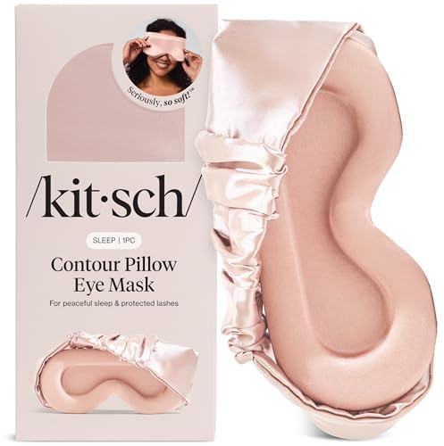 Kitsch Konturkudde ögonmask – ögonmask för sömn, mjukare än silke satin sovmask ögonbindel sömnmasker för kvinnor och män, inget ögontryck, lätt, ögonvård, reseväsentligheter – rodna