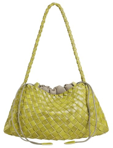 YLYYHH Basket Woven Handbag, Woven Shoulder Bag Cute Hobo Purse Tote Handbag, Woven Underarm Bag with Small Pouch, Yellow