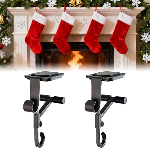 MACULPER Lot de 2 porte-jarretelles pour cheminée, crochets de cheminée, chaussettes de Noël, cadeaux de Noël pour cheminée, décorations de Noël