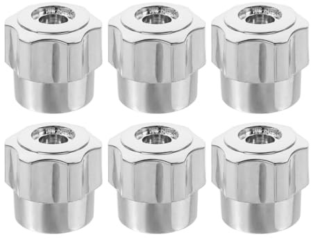 WOONEKY 6 Stück Aluminium Ventilgriff Ersatz für Eckventil Handrad Wasserhahn Griff Heiß Kalt Kompatibel mit Küchen Badezimmerarmaturen Ergonomisch Modernes Design Langlebig