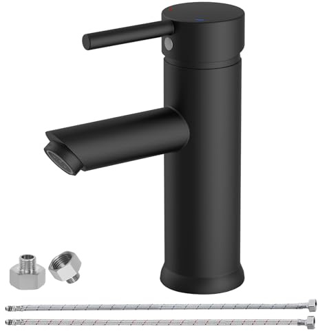 Wasserhahn Bad Schwarz Matt Messing-Waschbecken Armaturen Waschtischarmatur
