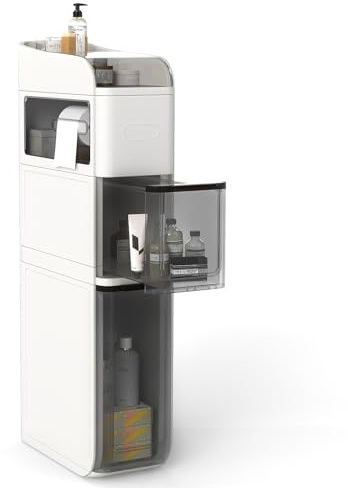 LIFEZEAL Armario de baño Estrecho con Ruedas, Armario de nicho con cajones, Armario Auxiliar de 4 Niveles con Caja de pañuelos, Armario de Almacenamiento Compacto para baño, Cocina, Oficina (Blanco)
