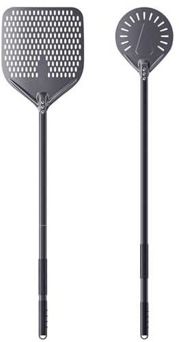 NUTUNI 30 cm och 23 cm professionell perforerad pizzaspade i aluminium hård anodiserad pizzaspade 120 cm