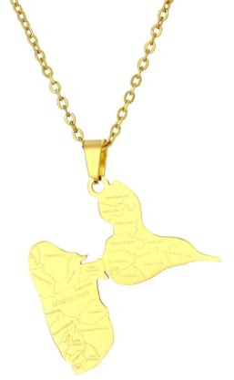 LUTAKU Collier avec pendentif carte de la Guadeloupe pour homme et femme - En acier inoxydable