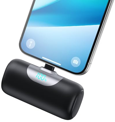 Mini Bateria Externa para iPhone, 5500mAh Power Bank 15W PD Carga Rapida Cargador Portátil Ultra Compacto Powerbank con Pantalla LED Compatible con iPhone 14/13/12/11/XS/8/7 y Más