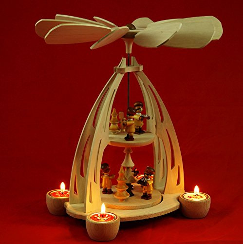 Wichtelstube-Kollektion XL Weihnachtspyramide f. Teelichter 35cm Weihnachtsbäckerei feinstes Buchenholz Teelichtpyramide Pyramide Holz Weihnachten