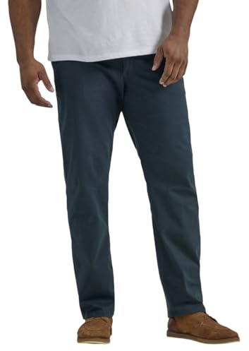 Lee Men's Big & Tall Extreme Motion Flat Front Regular Straight Pant Navy 48W x 32L