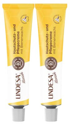 Lindesa Pflegecreme mit Bienenwachs | Handcreme, Hautschutzcreme, Handpflege | Metall-Tube ( 2 x 50ml )