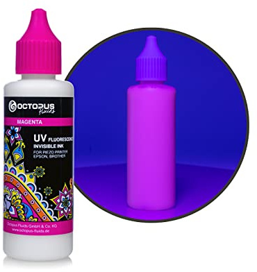 Octopus Fluids UV-Tinte kompatibel mit Epson/Brother, Magenta 50 ml | Unsichtbare fluoreszierende Inkjet-Tinte für Piezo-Druckköpfe, leuchtet unter geeignetem UV-Schwarzlicht