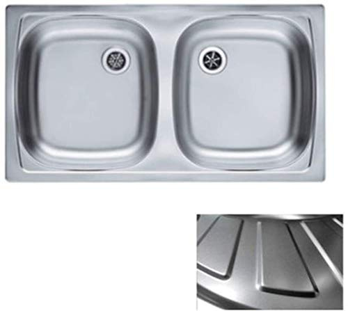 VBChome: lavello doppio da incasso rettangolare lavabo sottopiano 780 X 435 mm Camping cucina – struttura di raso Alveus Basic 160 lavello in acciaio inox campeggio cucina lavello fi71