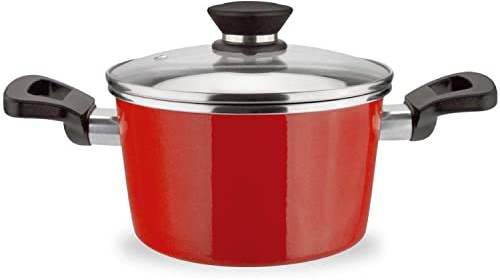 MAGEFESA CORAL – Red Stewpot 9.4 inches, Double Layer Non-Stick Pot, Vitrified Steel, Suitable for All Types of Stovetops including INDUCTION, Dishwasher Safe, Ergonomic Soft Handles
