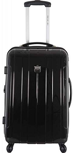 FRANCE BAG Valise Rigide 60 cm pour Moyen Séjour Polycarbonate Noir Quatre Roues Multidirectionnelles 360°
