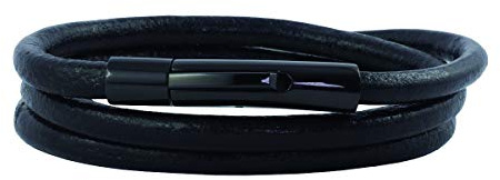 König Design Lederkette Lederband Leder-Armband 6 mm Herren Halskette Schwarz 50 cm lang mit Hebeldruck Verschluss Schwarz Rund