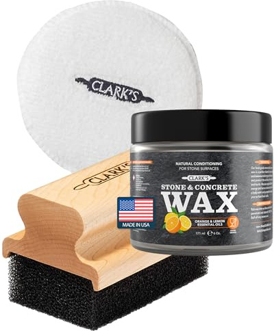 Arbeitsplatte Stein - Finishing Kit für Küchenhelfer und Schneidebretter aus Speckstein, Beton und Granit von Clark´s- Wachs Arbeitsplatte Küche mit Polierpad