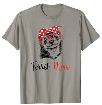Funny Womens Girls Glasses Bandana Mom Ferret Lover T-Shirt