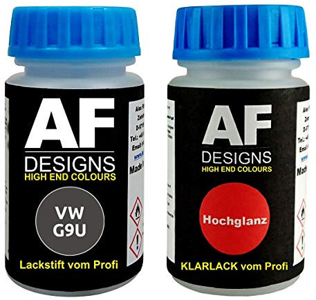 Alex Flittner Designs Lackstift für VW/Volkswagen G9U Anthrazit Metallic + Klarlack je 50ml Autolack Set