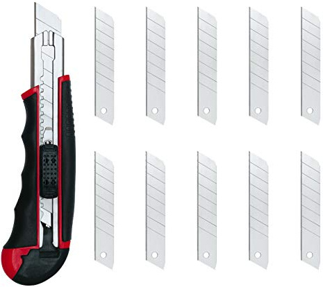 Wedo 78418 Cutter Autoload (18mm, inklusiv 6 + 10 Klingen im Magazin) rot/schwarz