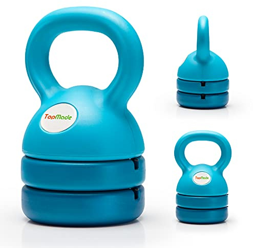 TopMade Adjustable Kettlebell Weights Set Cast Iron Exercise Fitness Kettle Ball Grip 5, 8, 9,12lb Free Weight Men Women Kettlebells for Home Gym Workout Ballistic, Core,Strength Training